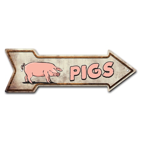 Pigs Arrow Sign Funny Home Decor 30in Wide